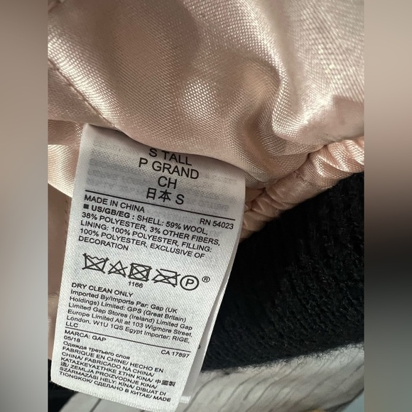 Gap Varsity Wool Bomber Jacket Size TALL Small in Black - Picture 6 of 12